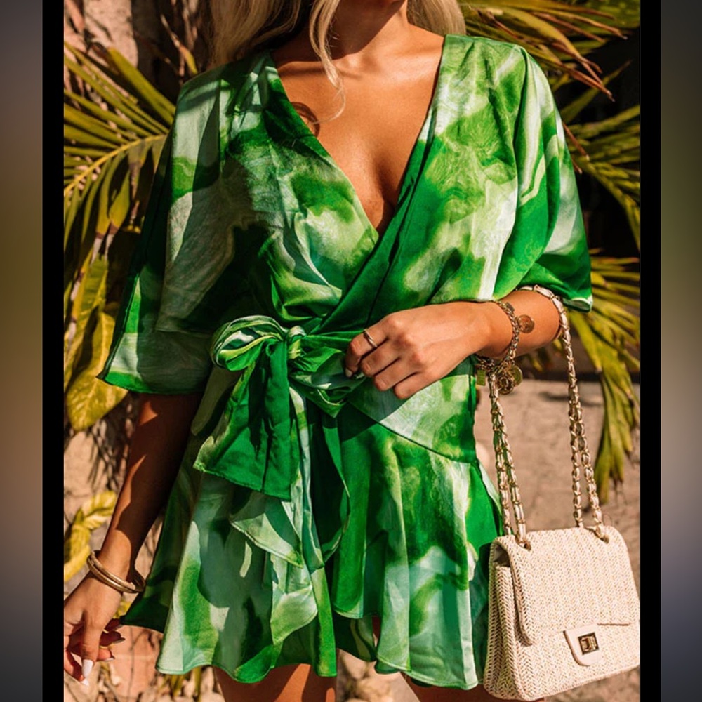 Vibrant Green Tie-Dye Mini Romper